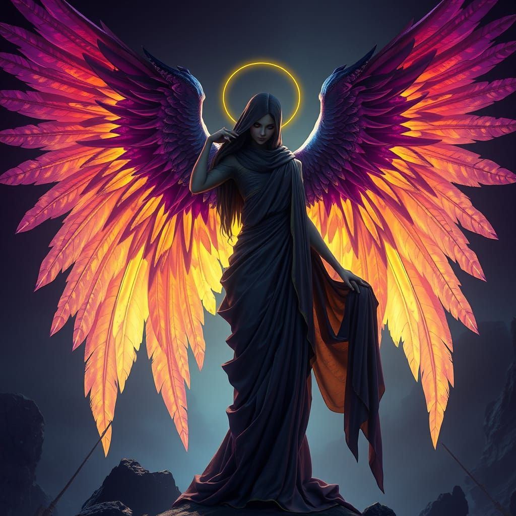 Majestic Angel of Death in Dark Fantasy Style