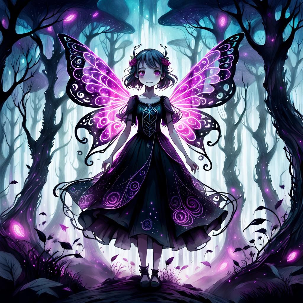 Ethereal Fairy in Dark Anime Forest, Ghibli Style