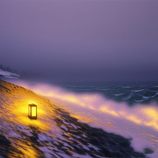 Heart-Shaped Wave in Cold Impressionism Style