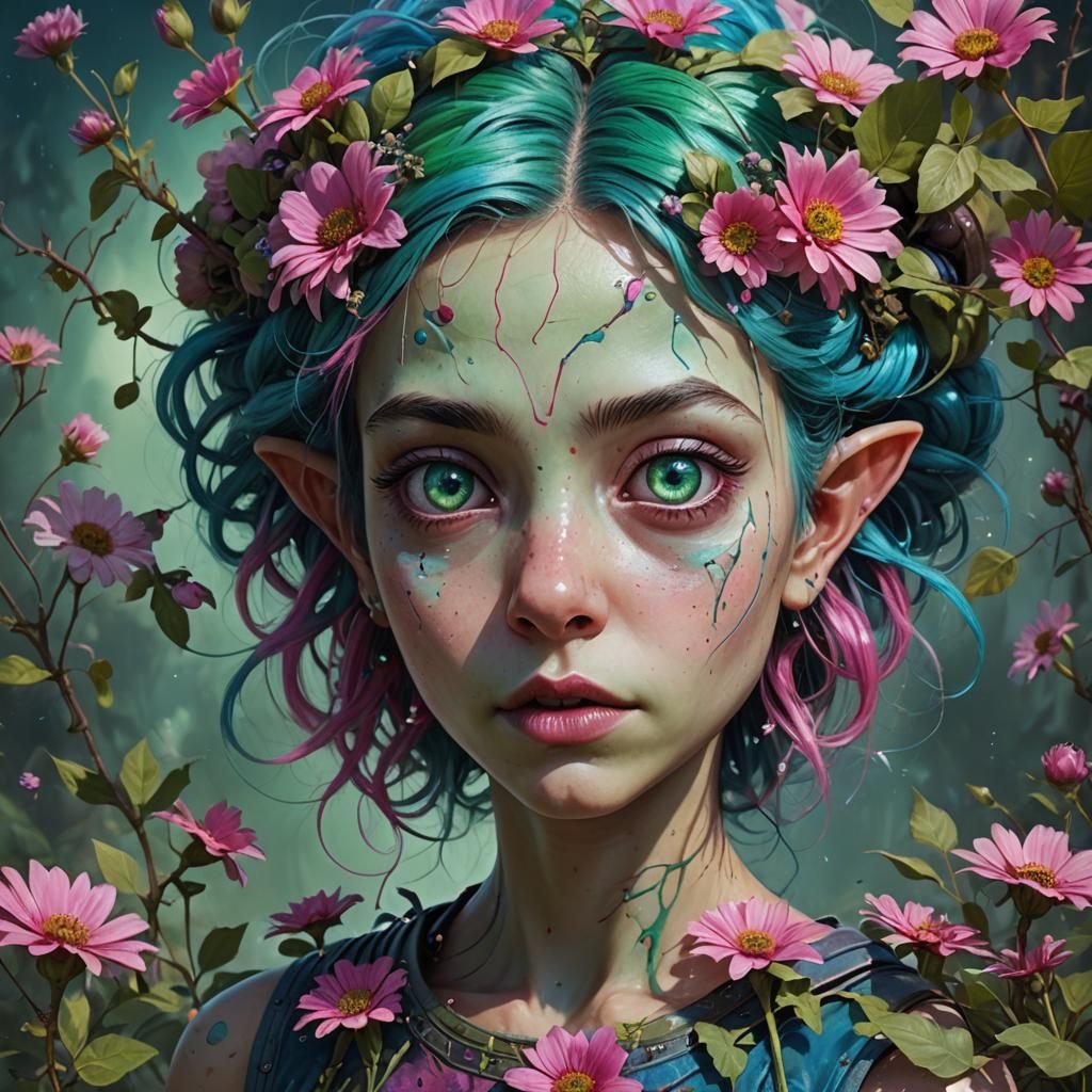 Hyperrealistic Portrait of an Alien Fairy Girl