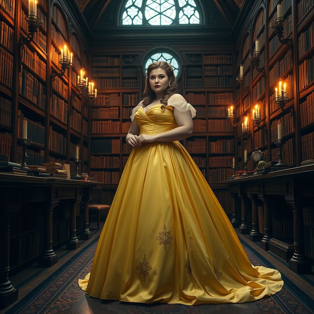 Plus Size Belle in Grand Library