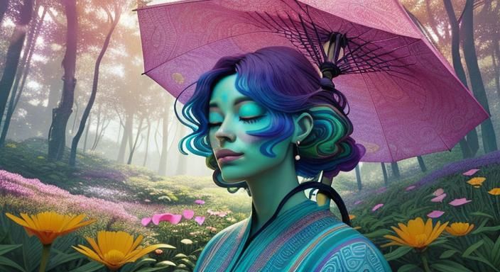 Geometric Botanical Meditation: Dreamy Animated Art