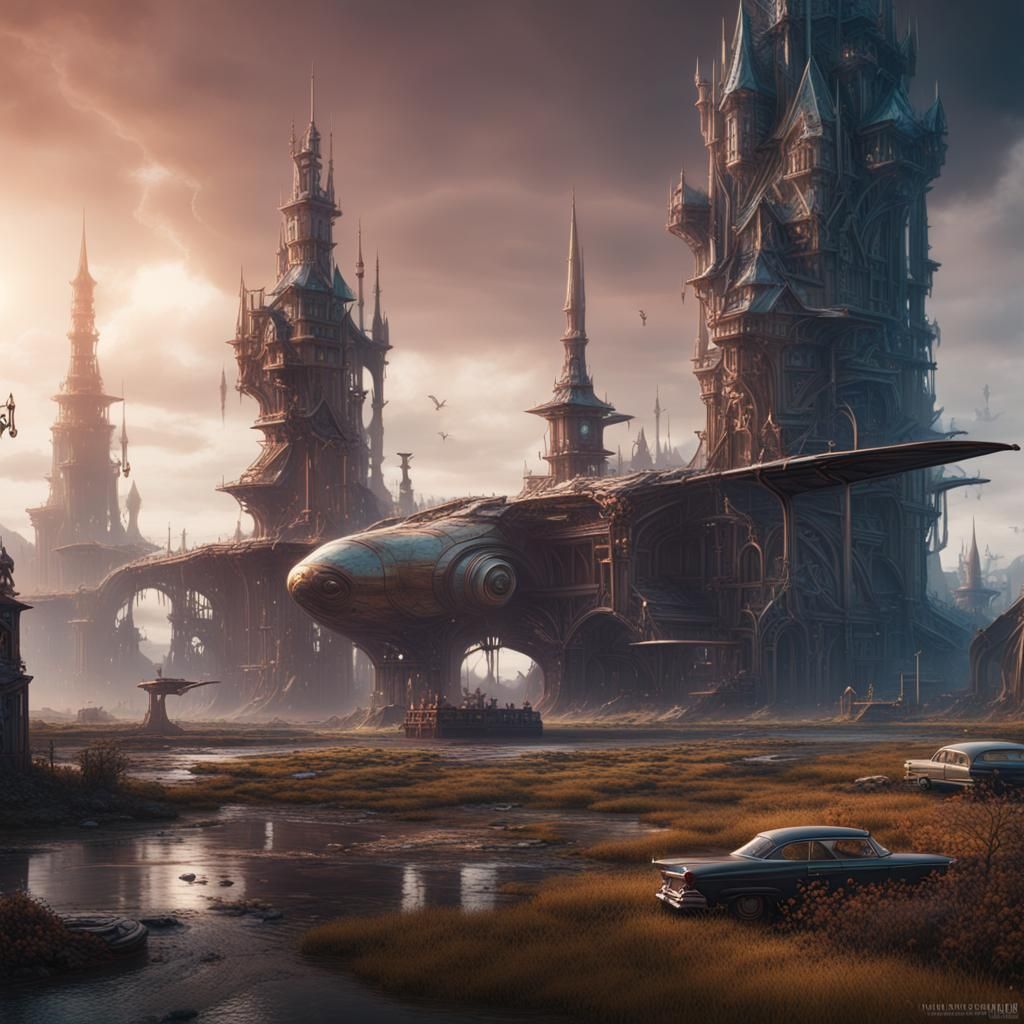 Airport Murder Scene: Detailed Matte Painting