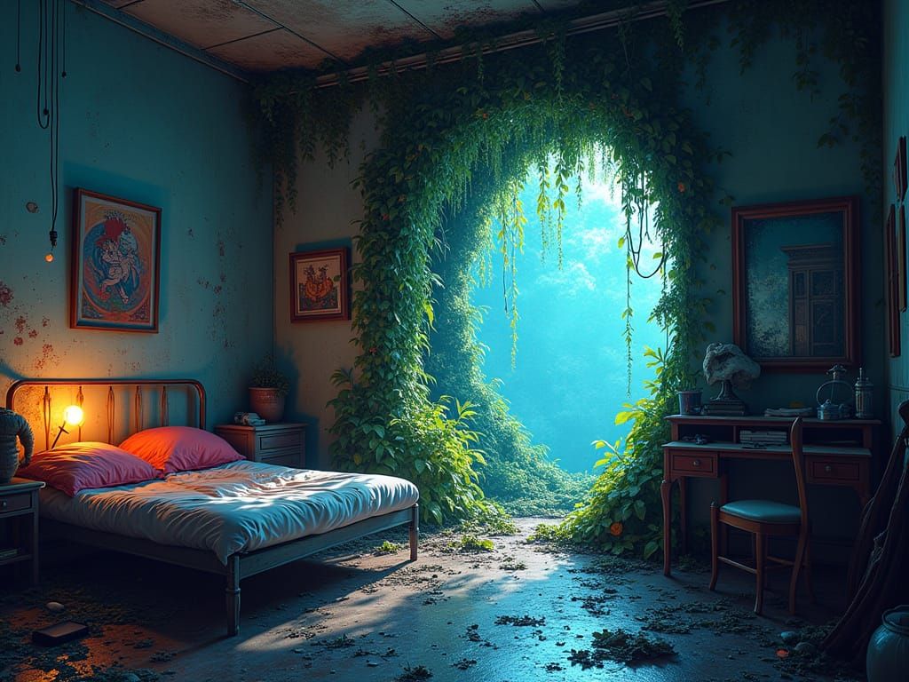 completely juxtaposed to the drab atmosphere of the bebedroo...