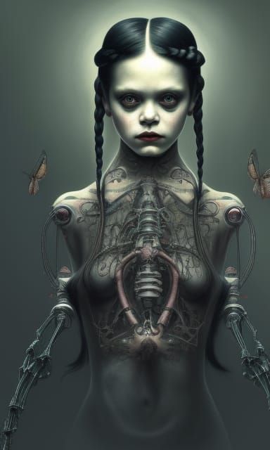 Wednesday Addams: Biomechanical Horror Portrait