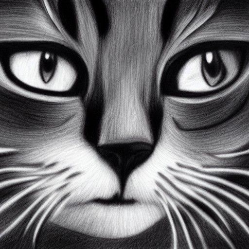 Hyperdetailed Charcoal Drawing of a Cat