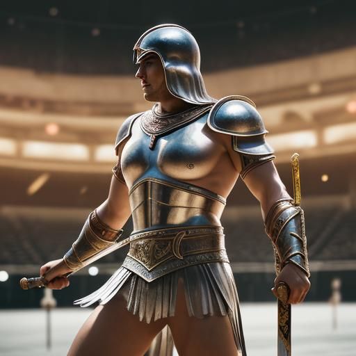 Gladiator Victorious in Arena: Professional Photography