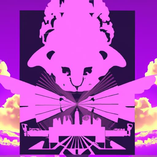 Anime Dog Butterfly at Sunset in Pop Art Style