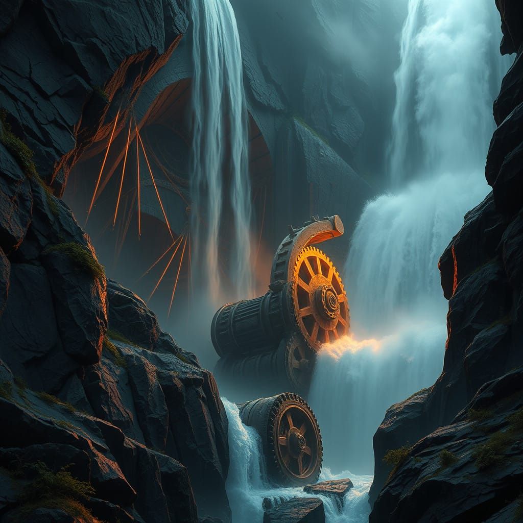 Mystical Waterfall Unfolds into Kinetic Energy