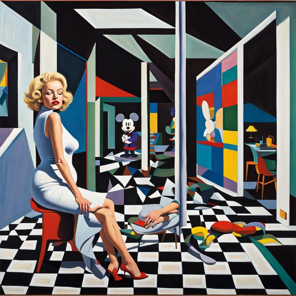 Marilyn and Mickey in Surreal Pop Art Style