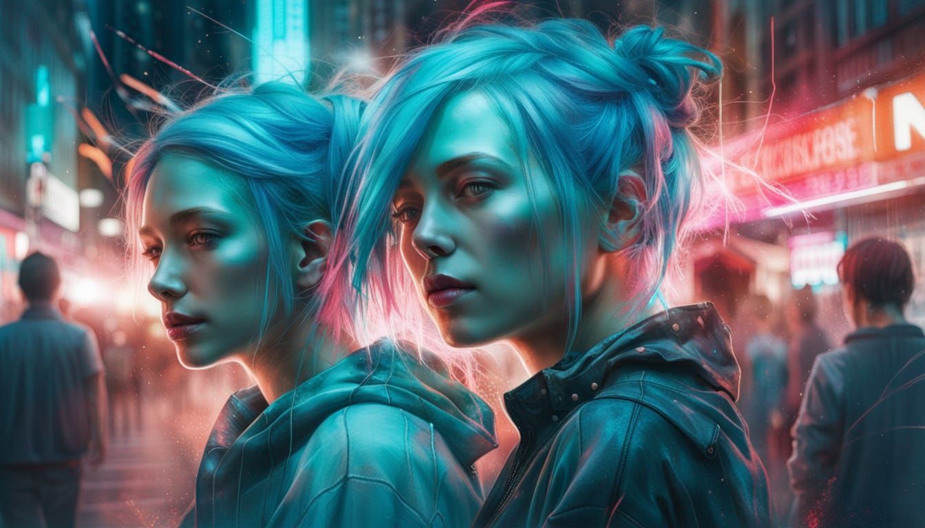 Neon Cyberpunk Girls in Hyper-Realistic Digital Art