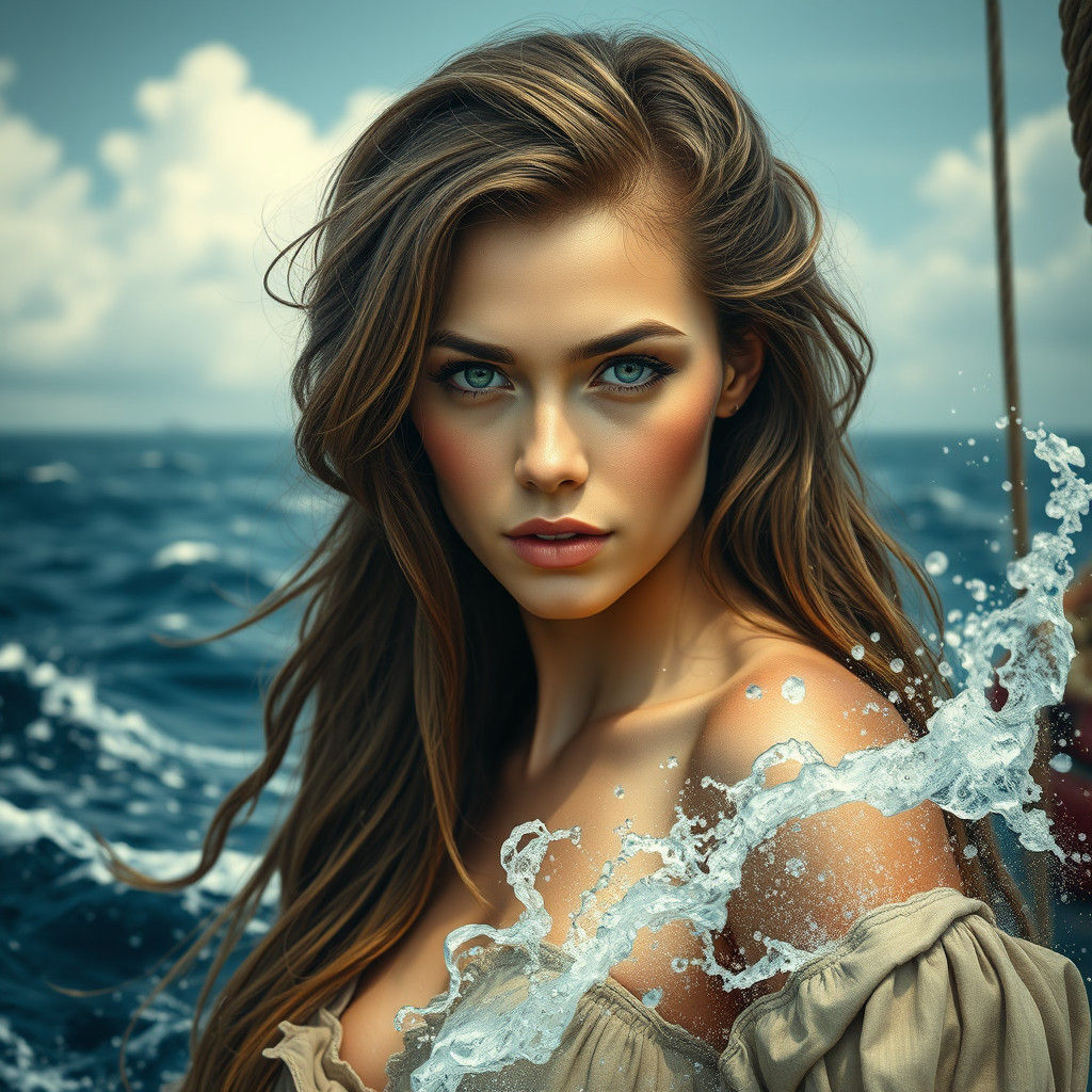 Hyperrealistic Galleon Figurehead with Woman