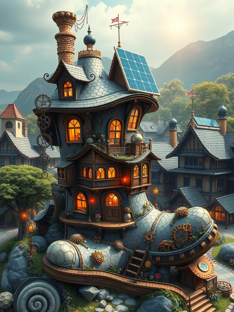 Steampunk Village of Boot-Shaped Abodes
