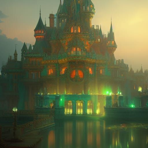 Hyperdetailed Emerald Castle Concept Art
