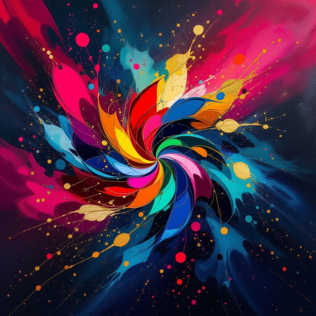 Vibrant Abstract Color Explosion Painting