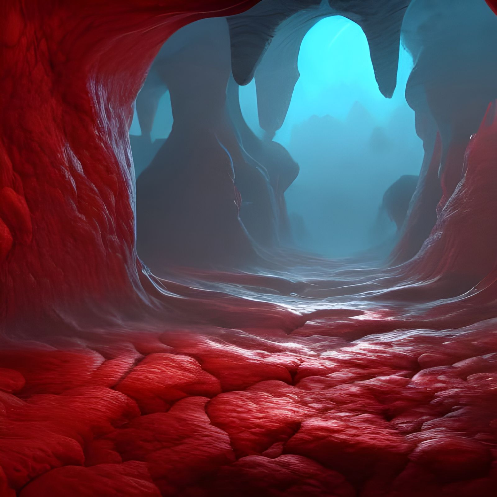 the network of caves your red blood vessels travel to transport oxygen