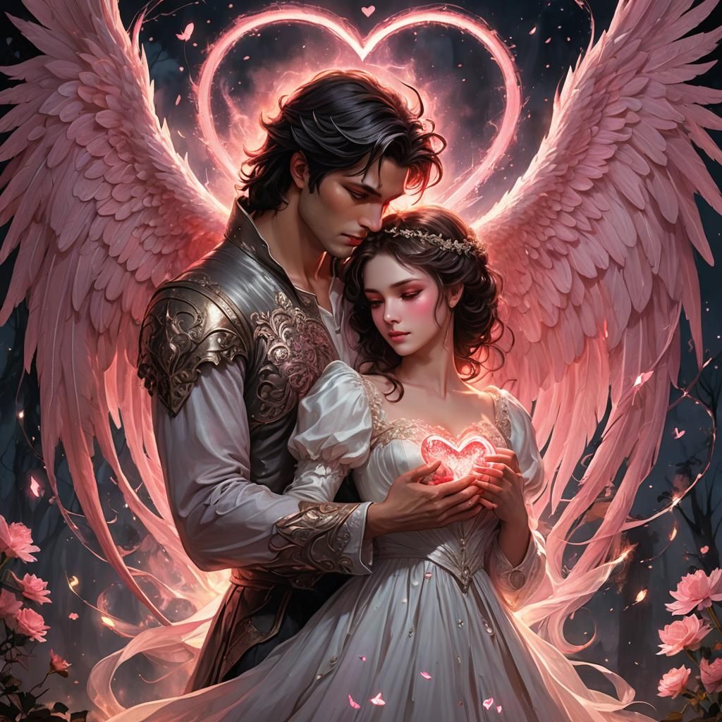 Demon Embraces Angel in Matte Painting