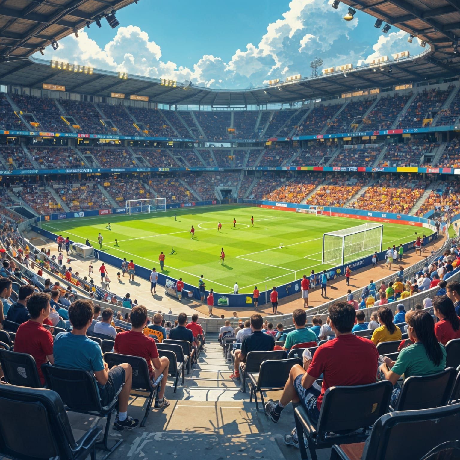 Energetic Soccer Stadium in a Digital Art Style