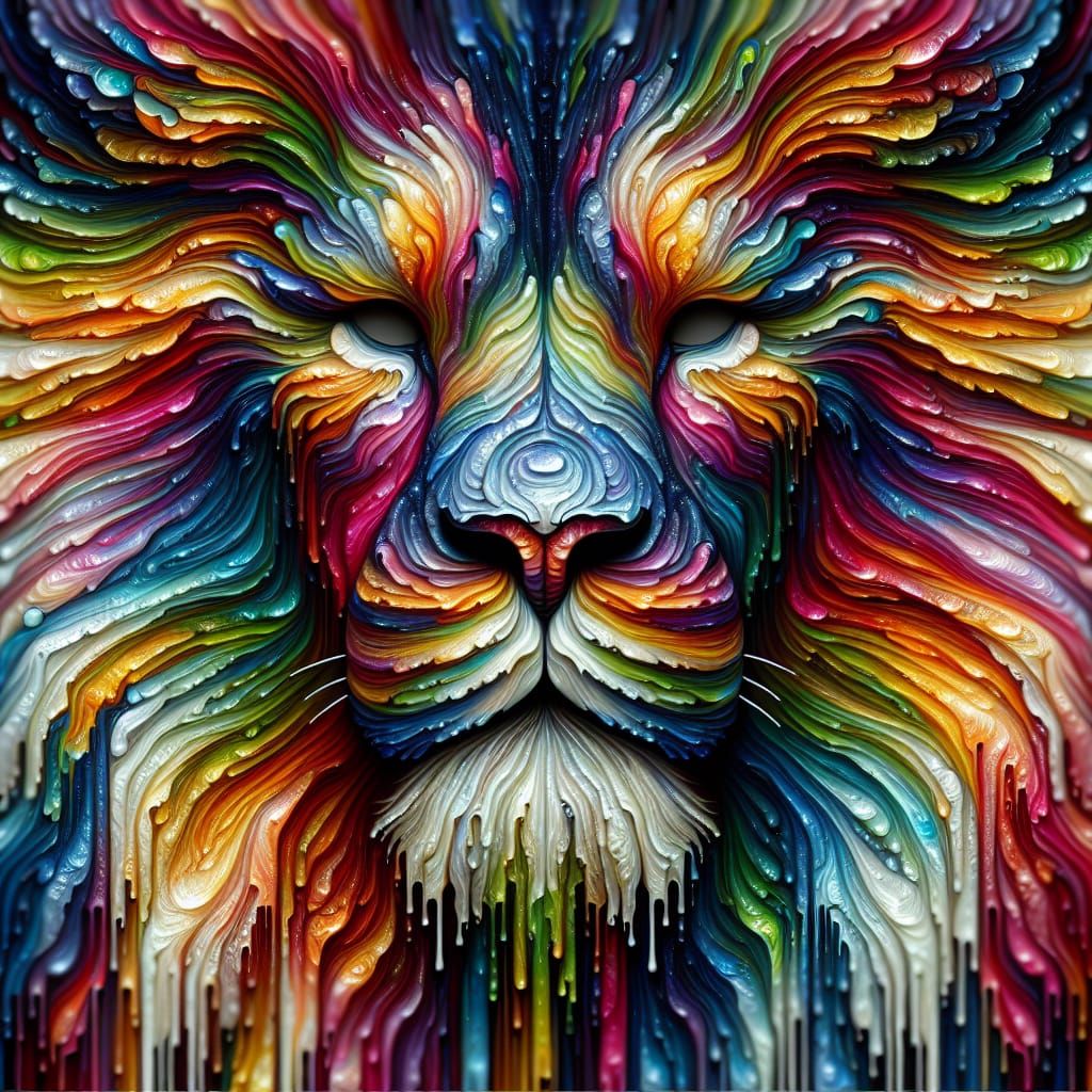 Vibrant Graffiti Lion Shimmering like Ammolite
