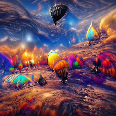 Hot Air Balloons in Space: 3D Digital Art