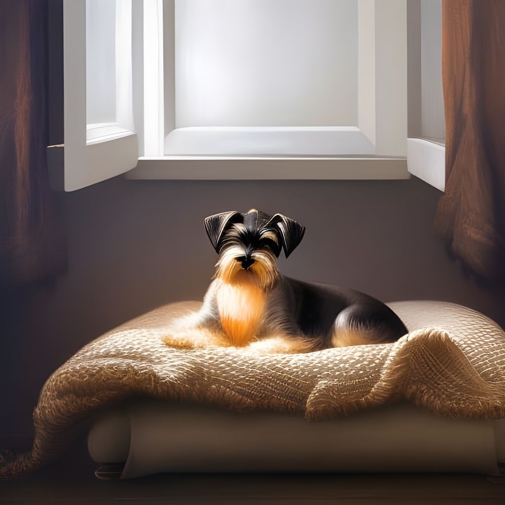 Schnauzer Puppy Snuggling, Renaissance Style