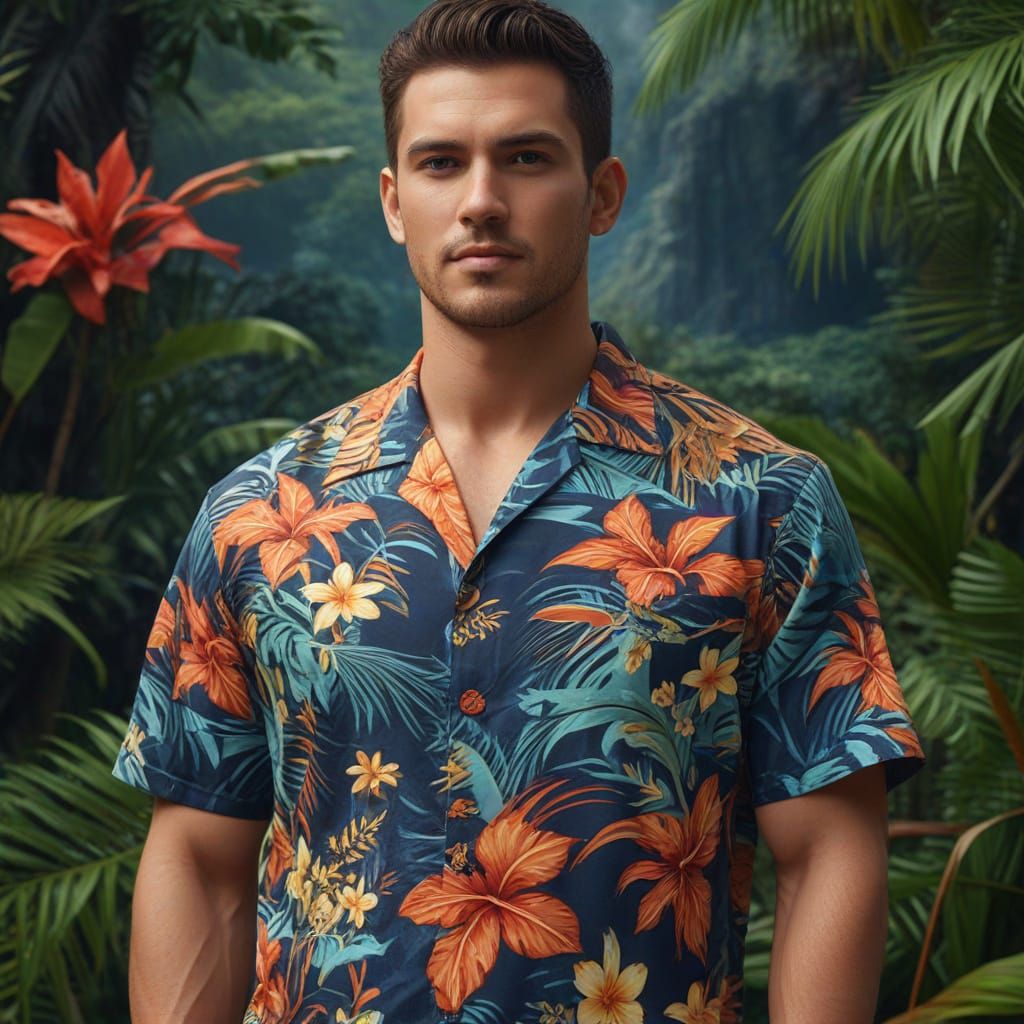 Detailed Matte Painting of Hawaiian Shirt Day