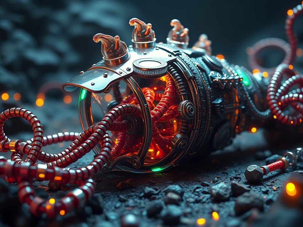 Cybernetic Dimetrodon with Cosmic Horrors, Digital Art