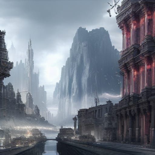 Futuristic Cityscape: A Digital Matte Painting of 2050