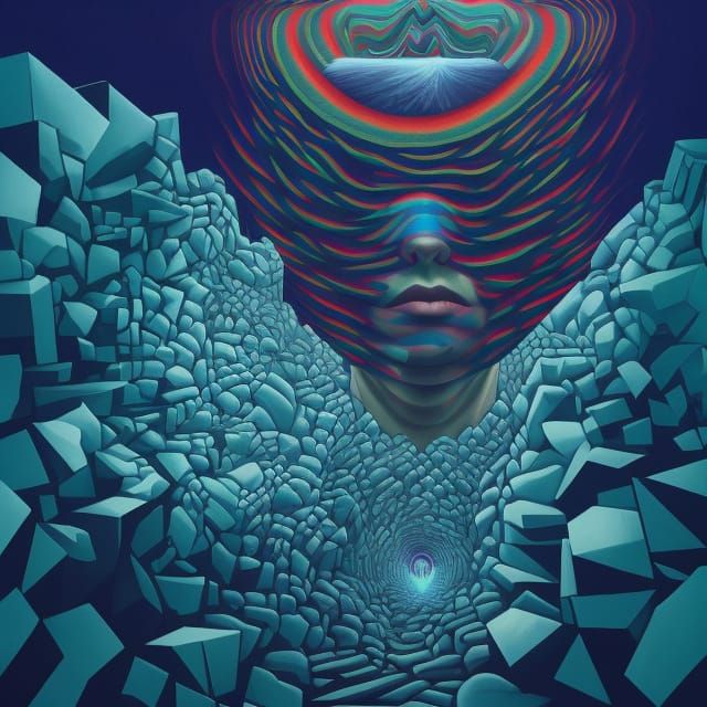 Victorian Village Optical Illusion by Stormy Ocean