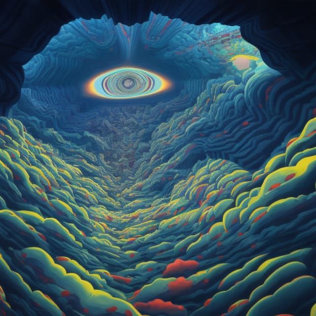 Surreal Victorian Village on Cliff, Optical Illusion