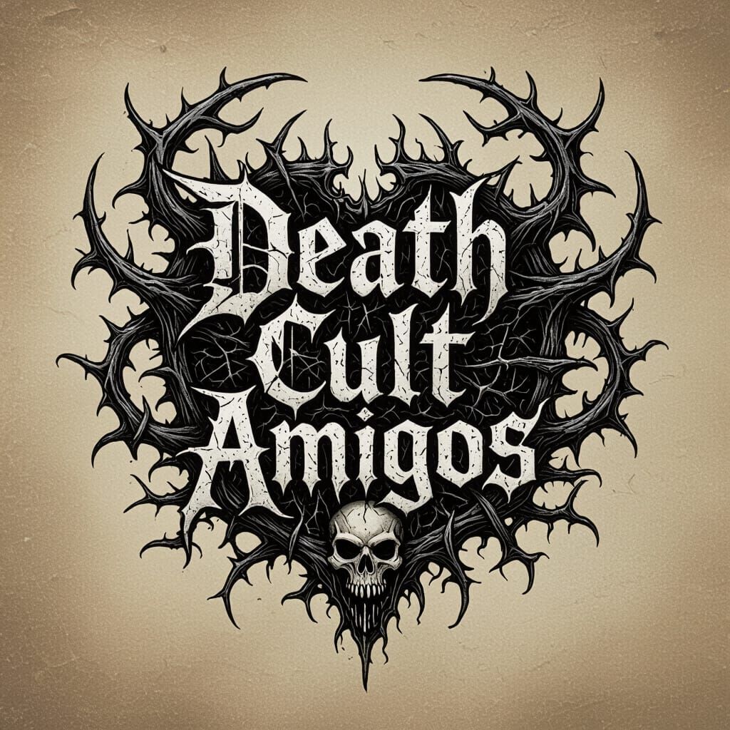 Gothic Emblem for Death Cult Amigos in Bone Style