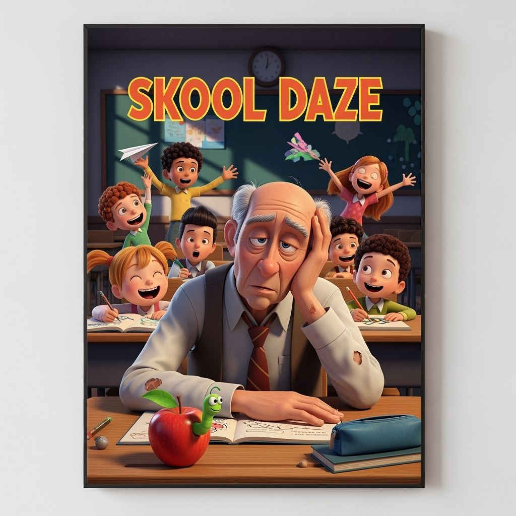 Animated Movie Poster "SKOOL DAZE" in Whimsical Style
