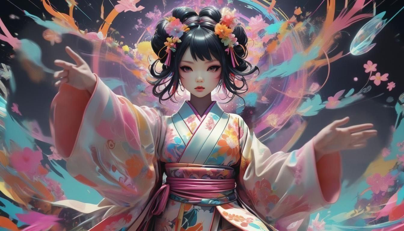 Dynamic Anime Scene in Cybercore Style