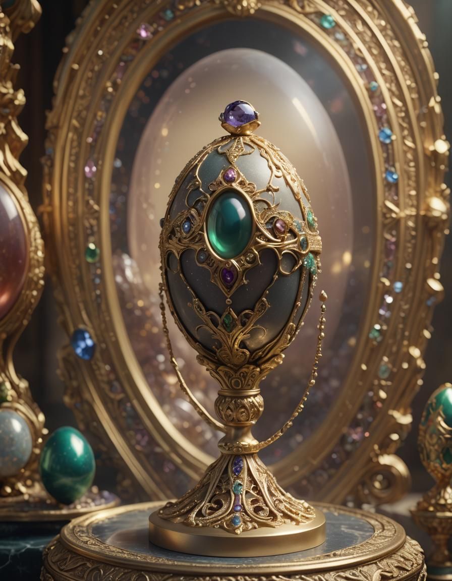 Fabergé Egg with Gemstones: Surreal Digital Art