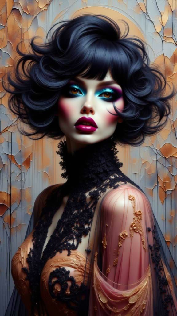 Divine Feminine Muse in Opulent Celestial Cathedral Couture