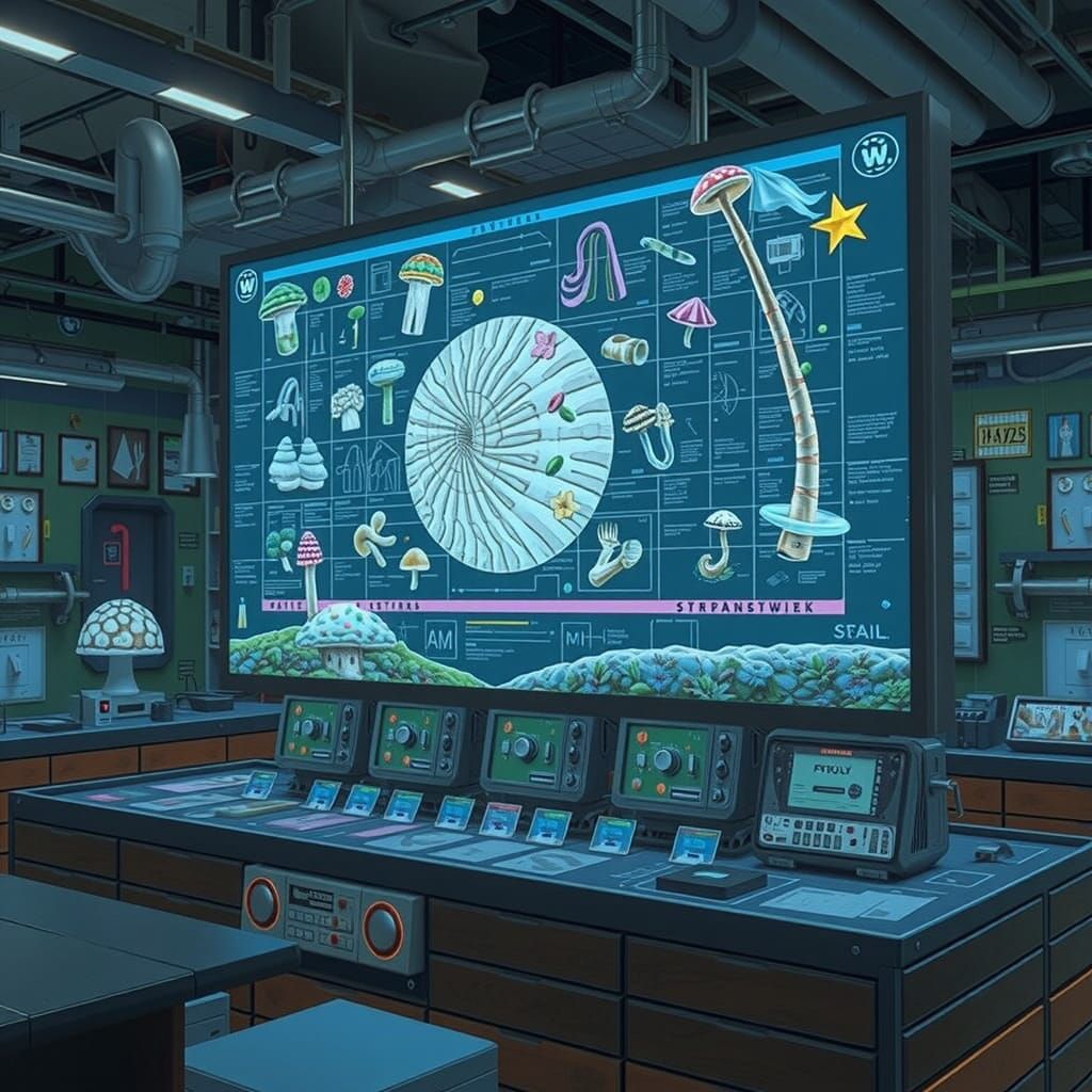 Surreal Wonderland of Fungi and Futuristic Machines