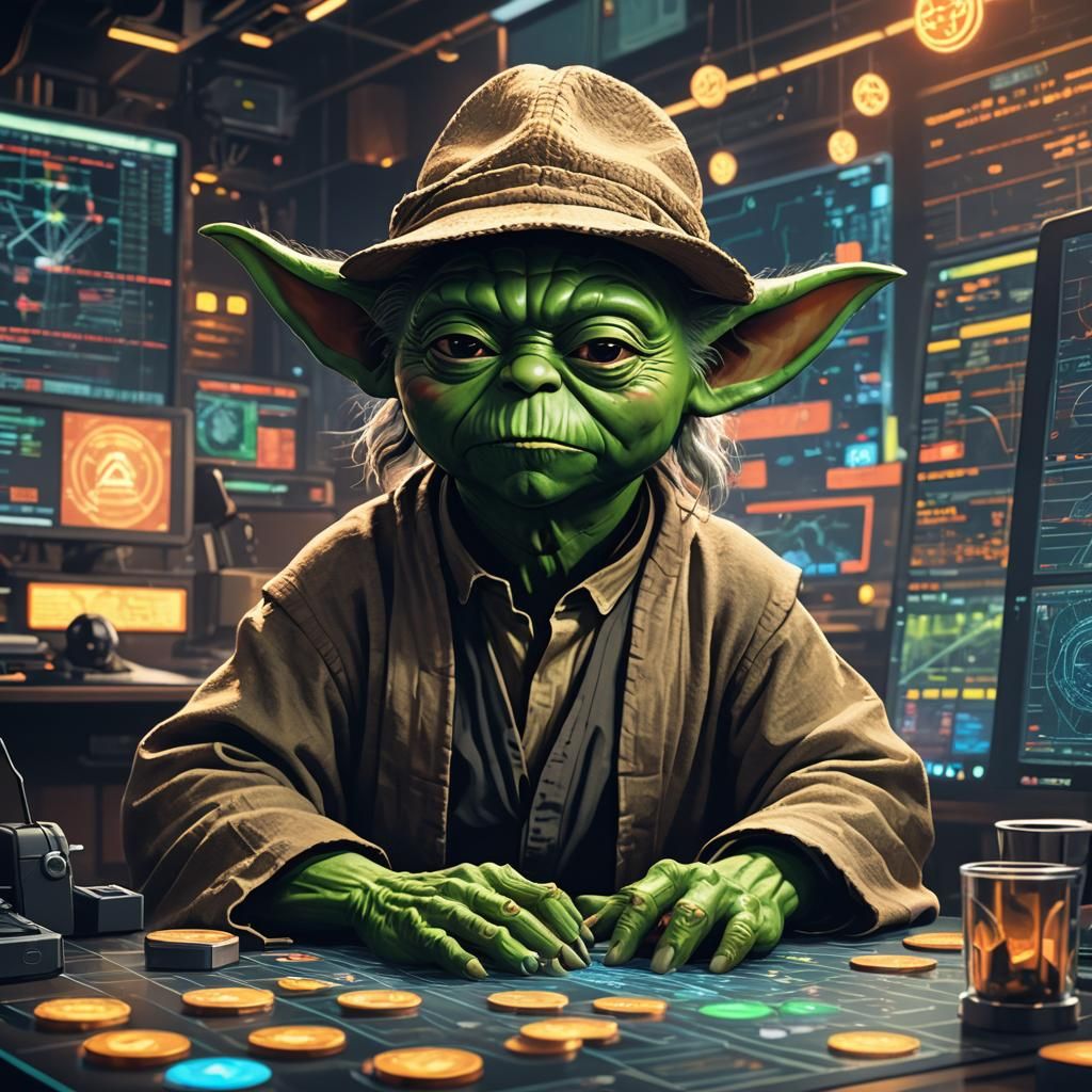 Yoda Prepares for Crypto Bullrun: Fantasy Concept Art