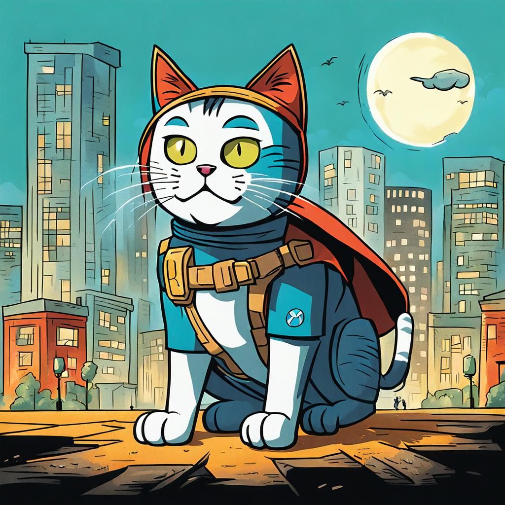 Cartoon Cat Hero in Butch Hartman Style