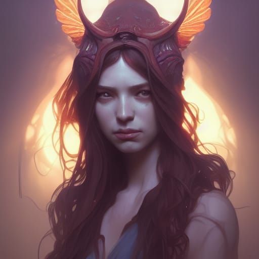 Innocent Demons Portrait in Ethereal Synthwave Style