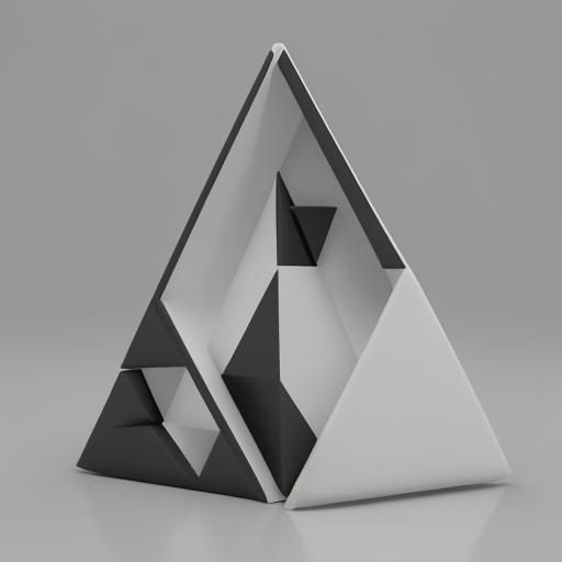 Minimalist 3D Triangle in Black and White