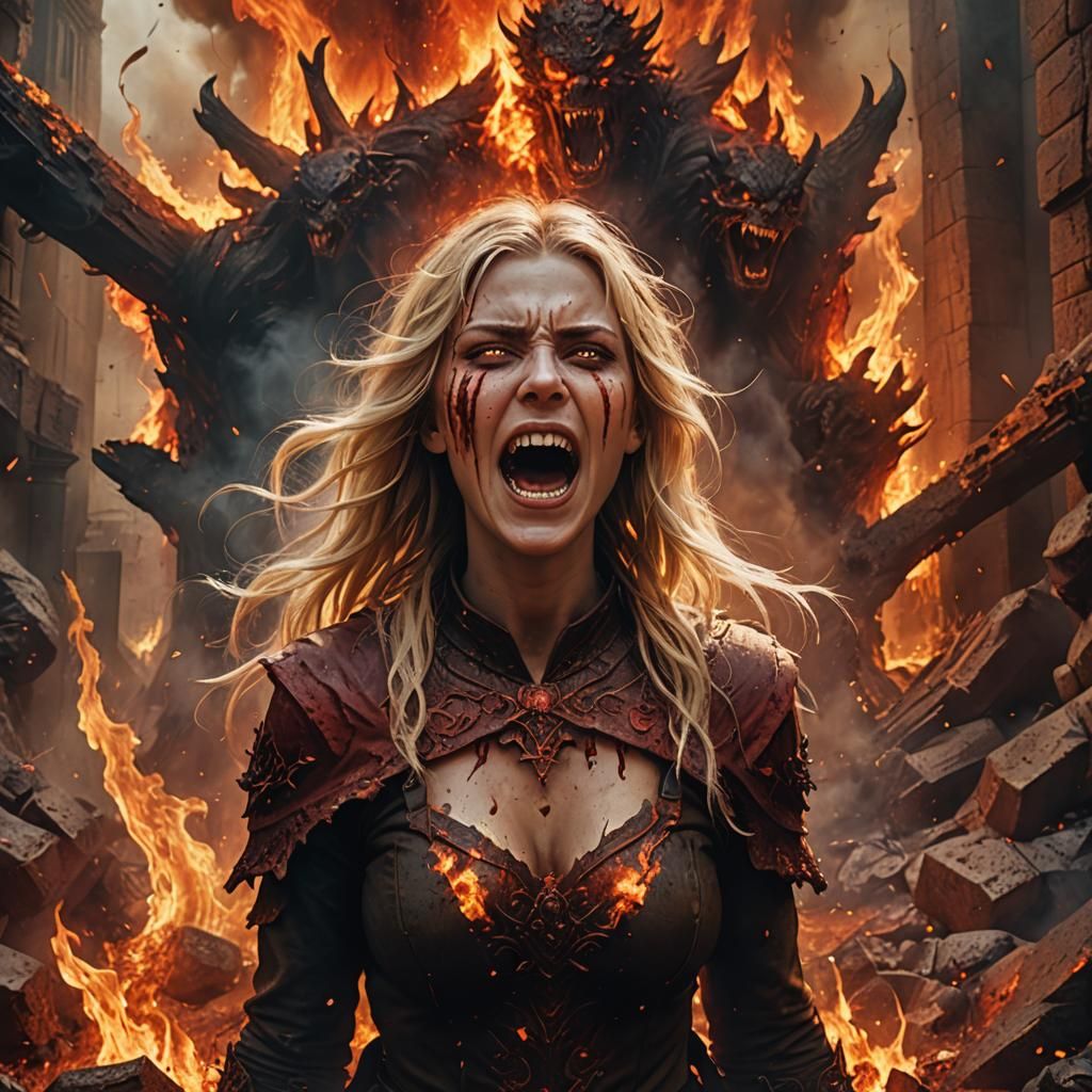 Woman Escaping Hell: Detailed Fantasy Concept Art