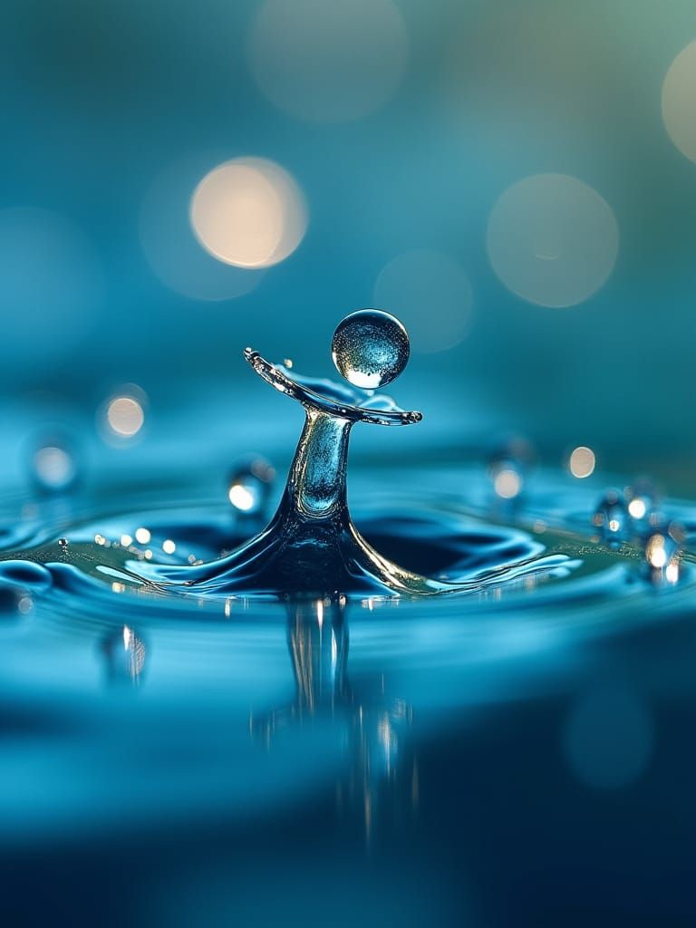 Water People Emerge from Dewdrops on Leaf