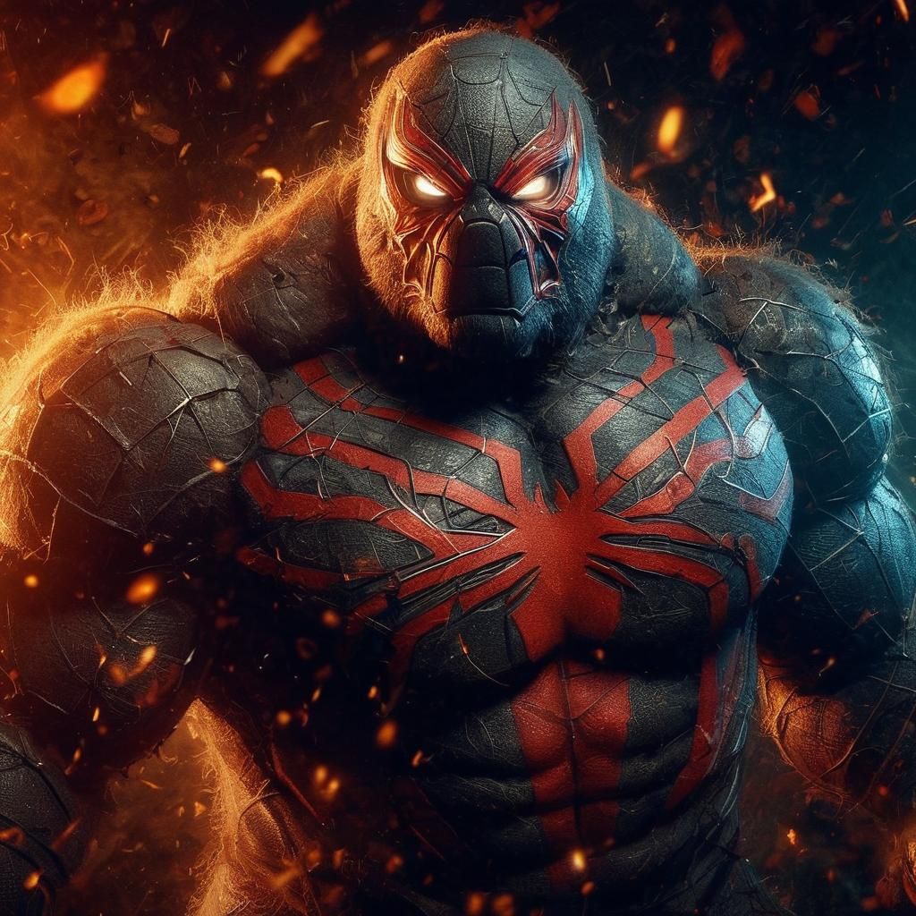 Obese Bear Spider-Man in Explosive Darkness