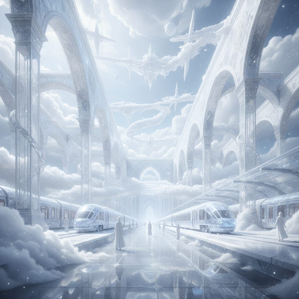 Crystal Train Station in Ethereal Heaven