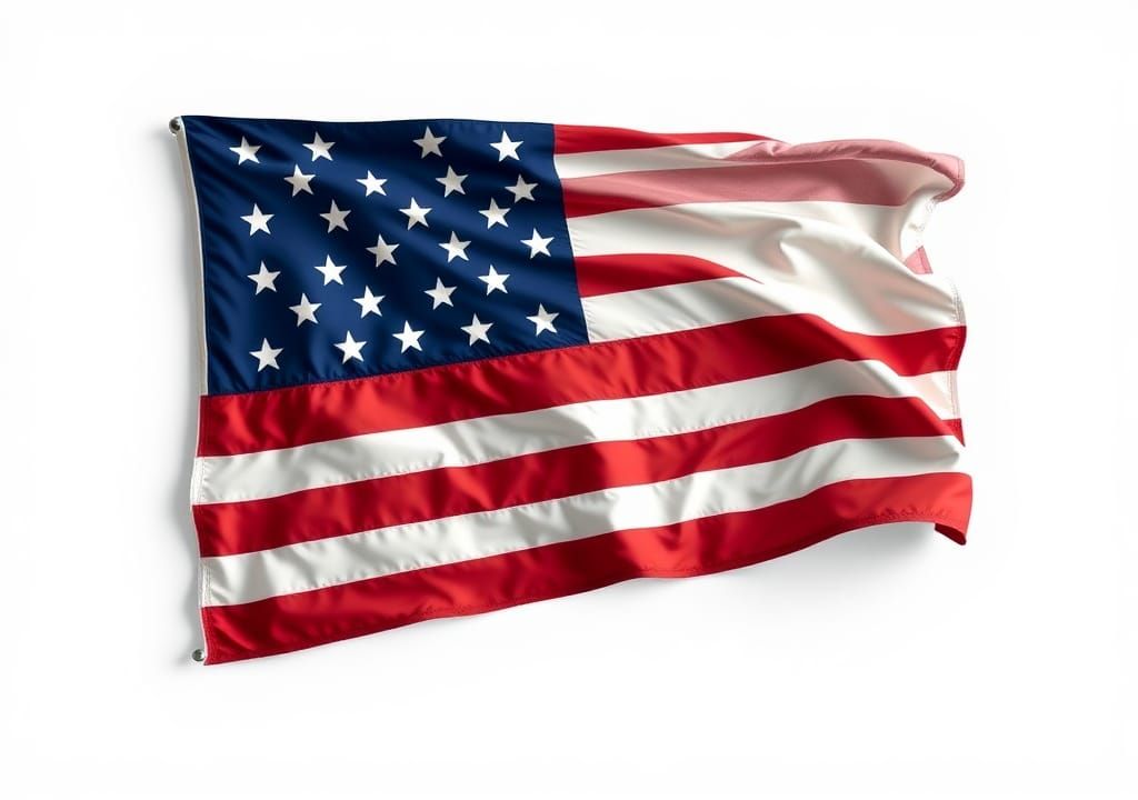 Hyperrealistic US Flag on White Background
