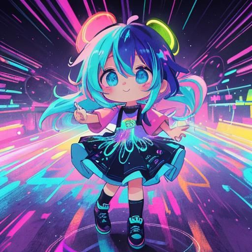 Psychedelic Neon Raver in Dreamy Chalk Art