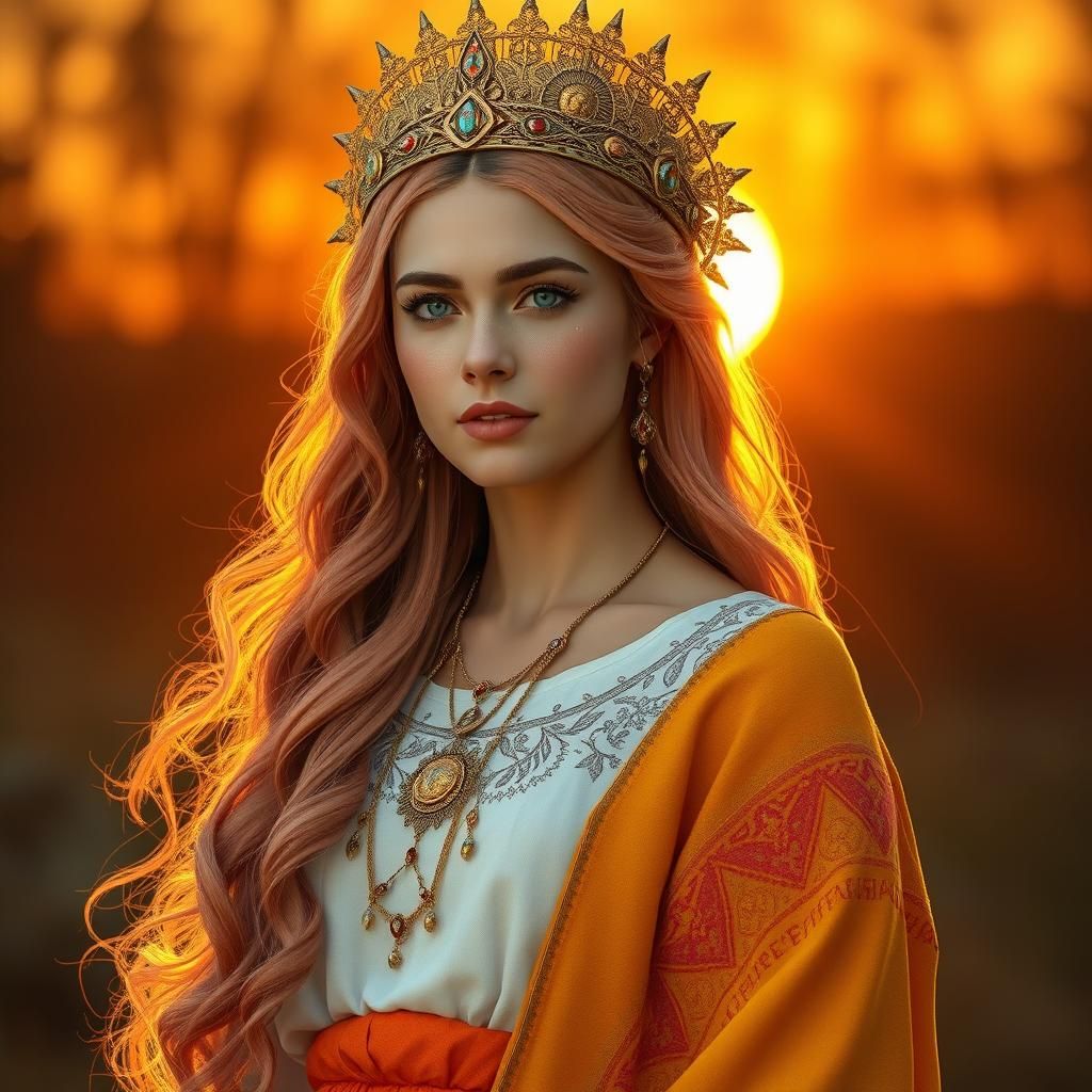 Latvian Goddess Māra in Dawn Light