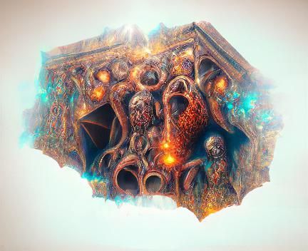 Oxidized Copper Portal with Diamond Honeycomb, Digital Art