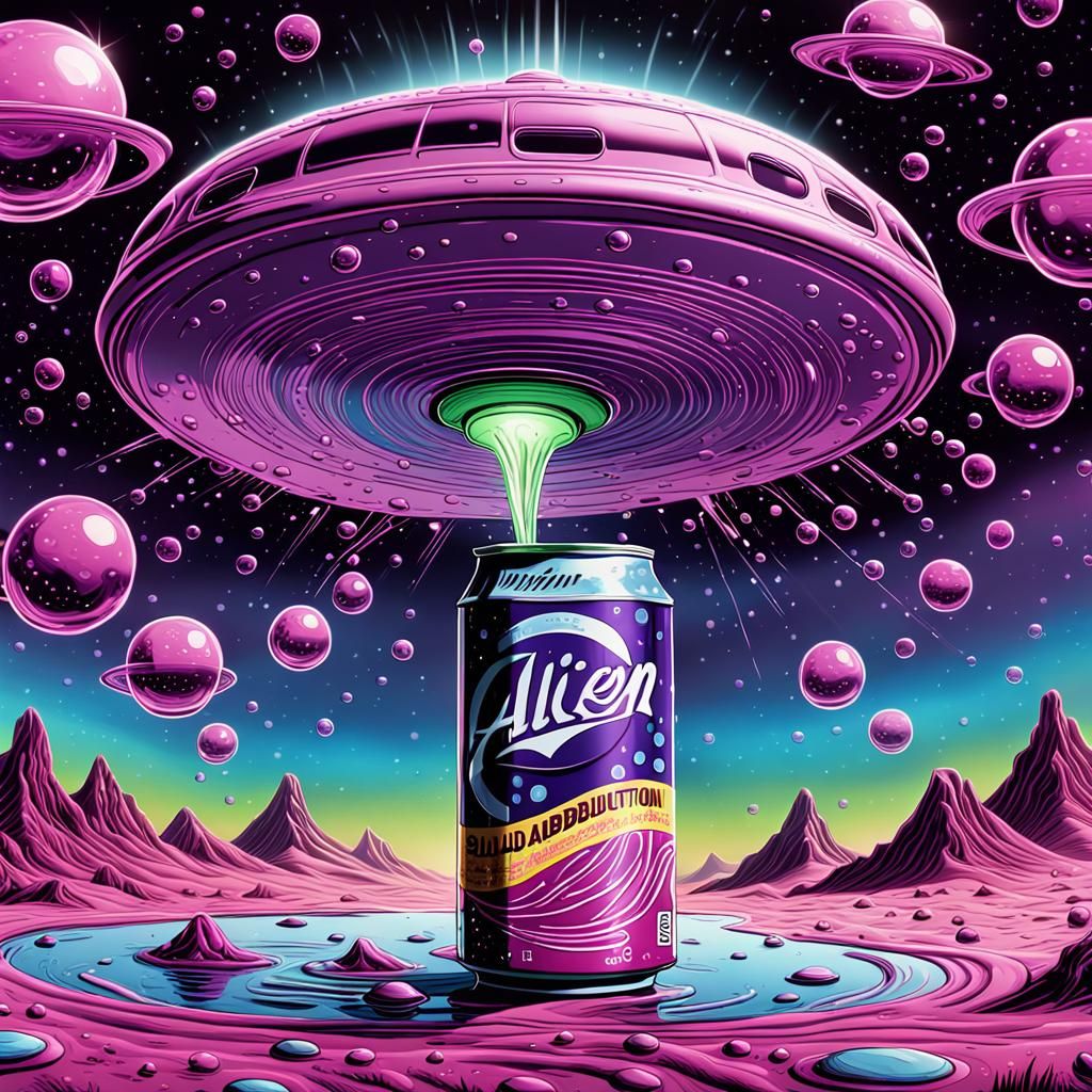 Alien Abduction Cola: Pop-Art Style Digital Painting