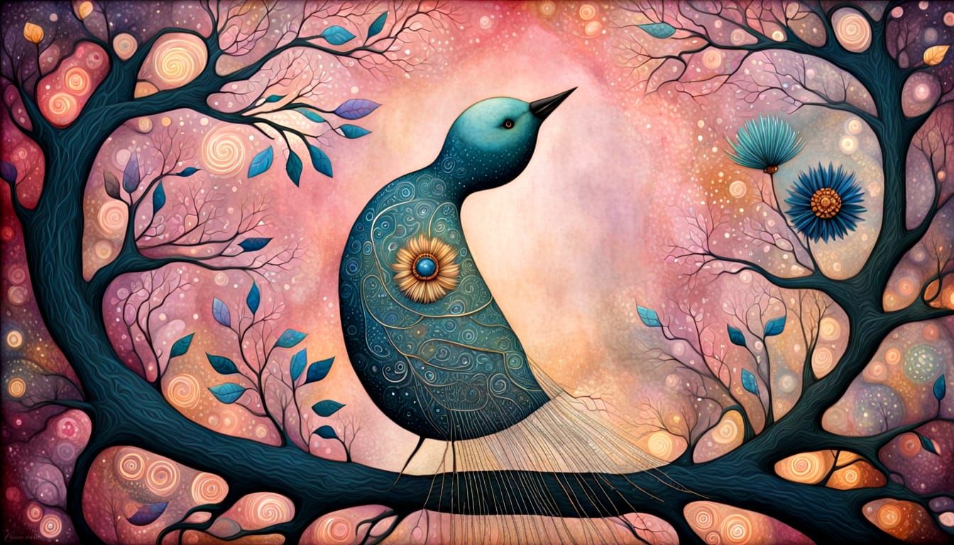 Dreamlike Woman-Bird Art Brut